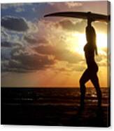 Surfing Silhouette Canvas Print