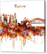 Sydney Watercolor Skyline Canvas Print