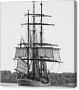 Tall Ship In Black And White Canvas Print