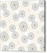 Tan And Silver Floral Pattern Canvas Print
