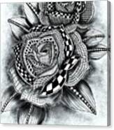 Tattoo Rose Greyscale Canvas Print