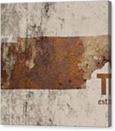 Tennessee State Map Industrial Rusted Metal On Cement Wall With Founding Date Series 030 Canvas Print
