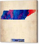 Tennessee Watercolor Map Canvas Print