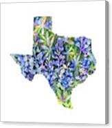 Texas Blue Texas Map On White Canvas Print