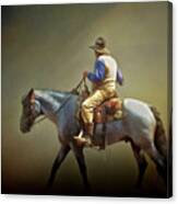 Texas Cowboy And His Horse Canvas Print