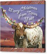 Texas Longhorn Christmas Card Canvas Print