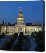 Texas State Capitol Building Floodlit At Night, Government Seat Of Texas Canvas Print