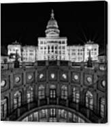 Texas State Capitol - Bw Square Canvas Print