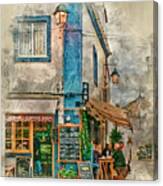 The Albar Coffee Shop In Alvor. Canvas Print