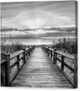 The Beach Is Calling Black And White Canvas Print