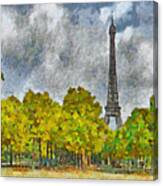 The Eiffel Tower Viewed From Place Jacques Rueff Canvas Print