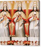 The Enthroned Trinity As Three Identical Figures Canvas Print