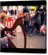 The Harpist - Dublin, Ireland - Color Street Photography Canvas Print