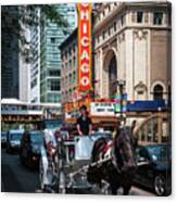 The Iconic Chicago Theater Sign And Traffic On State Street Canvas Print