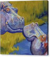 The Kiss - Hippos Canvas Print