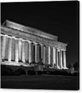 The Lincoln Memorial At Night In Black And White Canvas Print