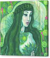 Green Mermaid, Imaginary Portrait, Fantasy Art Canvas Print