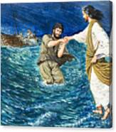 The Miracles Of Jesus Walking On Water Canvas Print