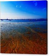 The Moon And Low Tide Canvas Print