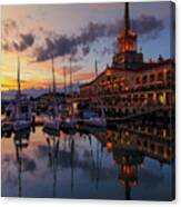 The Nautical Station And The Yacht On The Main Sea Channel Of The Sochi Seaport Canvas Print
