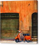 The Orange Vespa Canvas Print