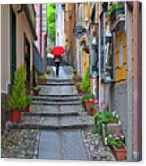 The Red Umbrella - Bellagio, Lake Como, Italy #1 Canvas Print