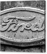 The Rusty Ford Emblem Black And White Canvas Print