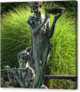 The Secret Garden Memorial Statue And Bird Bath Canvas Print