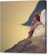 The Smoking Angel On The Cliff Canvas Print