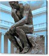 The Thinker Sculpture In Blue Light Auguste Rodin Legion Of Honor San Francisco California 2 Canvas Print