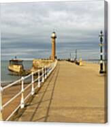 The West Pier And Breakwater - Whitby Canvas Print