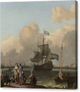 The Y At Amsterdam  With The Frigate  De Ploeg   Ludolf Bakhuysen 1680  1708 Canvas Print