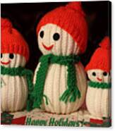 Three Knit Christmas Snowmen Canvas Print