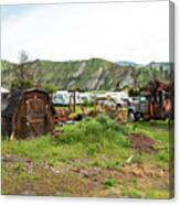 Timber Harvester And Shed Near Cashmere Canvas Print