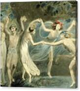 Titania And Puck With Fairies Dancing Canvas Print