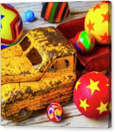 Toy Truck With Balls And Marbles Canvas Print