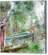 Traditional Long Boat In Thailand Canvas Print
