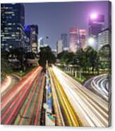 Traffic Night Rush In Jakarta, Indonesia Capital City. Canvas Print