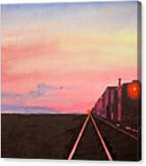 Train At Sundown Canvas Print