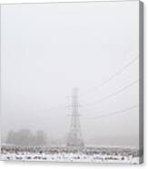 Transmission Tower In Winter Fog Canvas Print