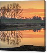 Trees Reflection In The Water At Sunset In Meinerswijk Canvas Print