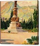 Trento, Italy - Monumnet Of Dante - Retro Travel Poster - Vintage Poster Canvas Print