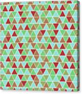 Triangular Geometric Pattern - Blue, Green, Maroon, Brown Canvas Print