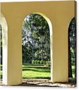 Triptych View Through Arches By Kaye Menner Canvas Print