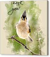 Tufted Titmouse Watercolor Thank You Card Canvas Print