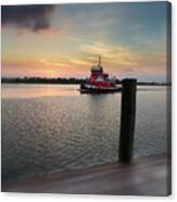 Tug Boat Sunset Canvas Print