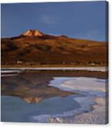 Tunupa Volcano Twilight Reflections Salar De Uyuni Bolivia Canvas Print
