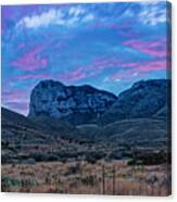 Twilight Long Exposure Panorama Of El Capitan And Guadalupe Mountains - Culberson County West Texas Canvas Print