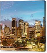 Twilight Panorama Of Downtown Houston Skyline 2017- Harris County Texas Canvas Print