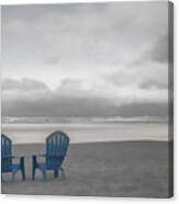 Two Blue Beach Chairs Canvas Print